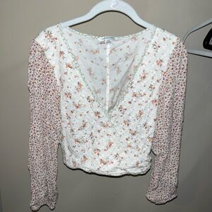American Eagle Outfitters Floral Wrap Blouse